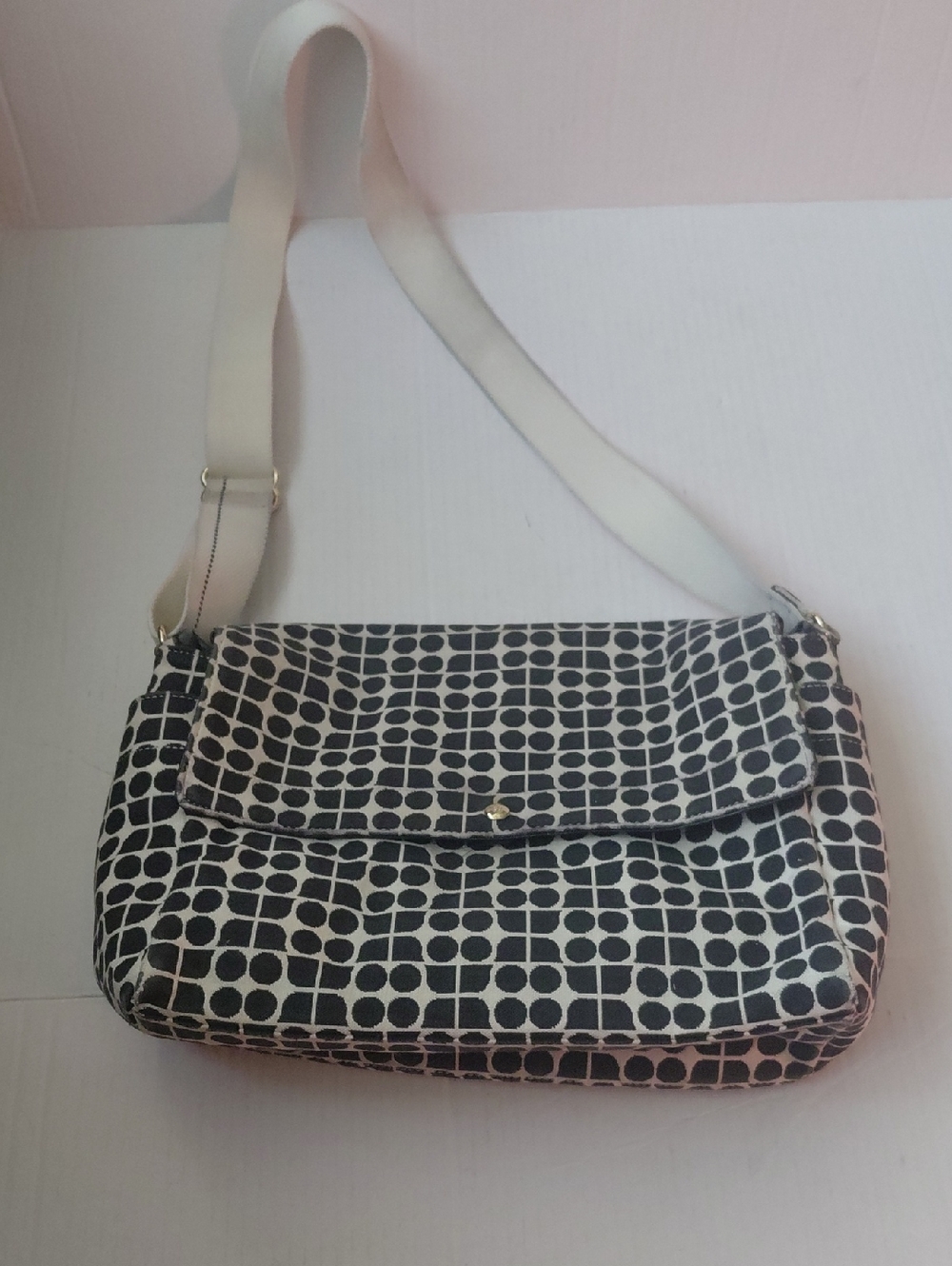 Kate Spade Black and White Geometric Crossbody Bag Preowned 13x9